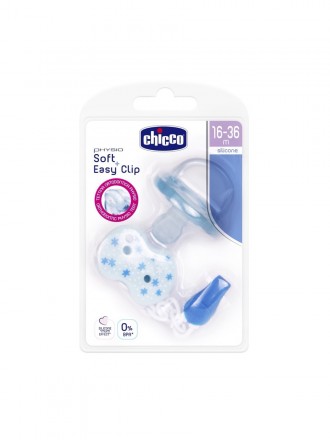 Chicco Chupete Physioforma Silicona Suave 16-36 meses con Clip Azul