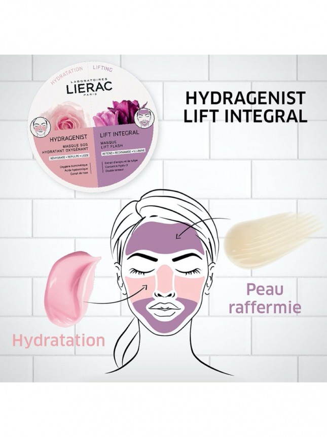 Lierac Duo Mask Hydragenist Máscara SOS Hidratação Oxigenante & Lift Integral Máscara Flash