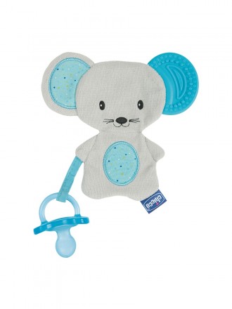 Babero con mordedor Chicco Fresh Friends Azul 4+ meses