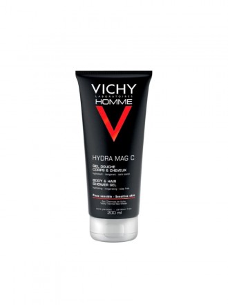 Vichy Homme HydraMag C Gel de Duche Hidratante Revigorante para Corpo e Cabelo 200 ml