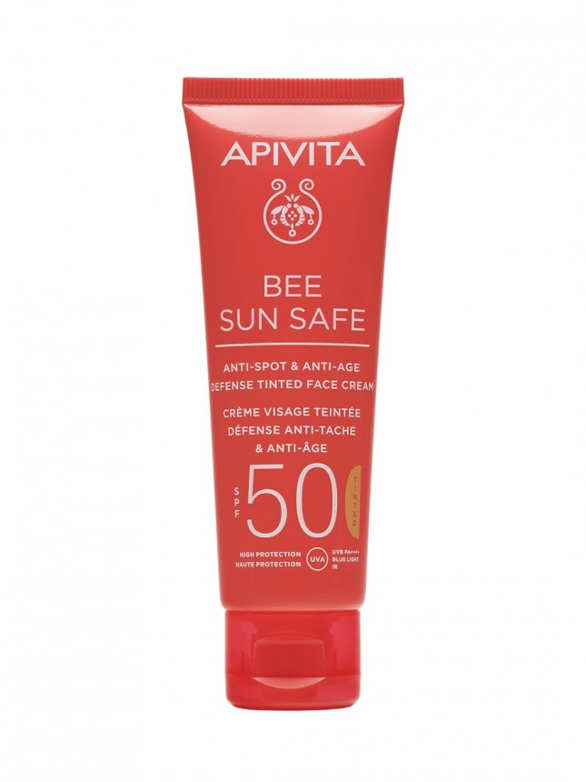 Apivita Bee Sun Safe FPS50 Protetor Solar de Rosto com Cor Antienvelhecimento 50 ml