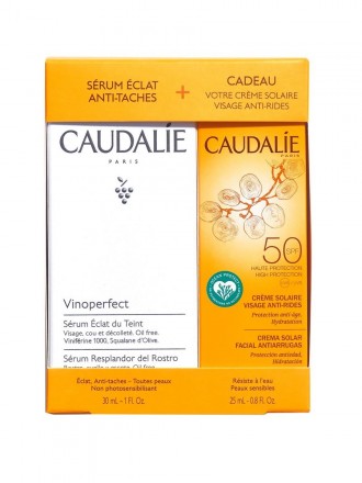 Caudalie Coffret Vinoperfect Serum com Oferta de Creme Protetor Solar Antirrugas de Rosto SPF50 25ml Caudalie Coffret Vinoperfect Serum com Oferta de Creme Protetor Solar Antirrugas de Rosto SPF50 25ml
