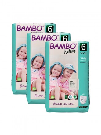 Bambo Nature Fraldas Cueca 6 (XXL) 16+ kg (18 Fraldas) PACK 3