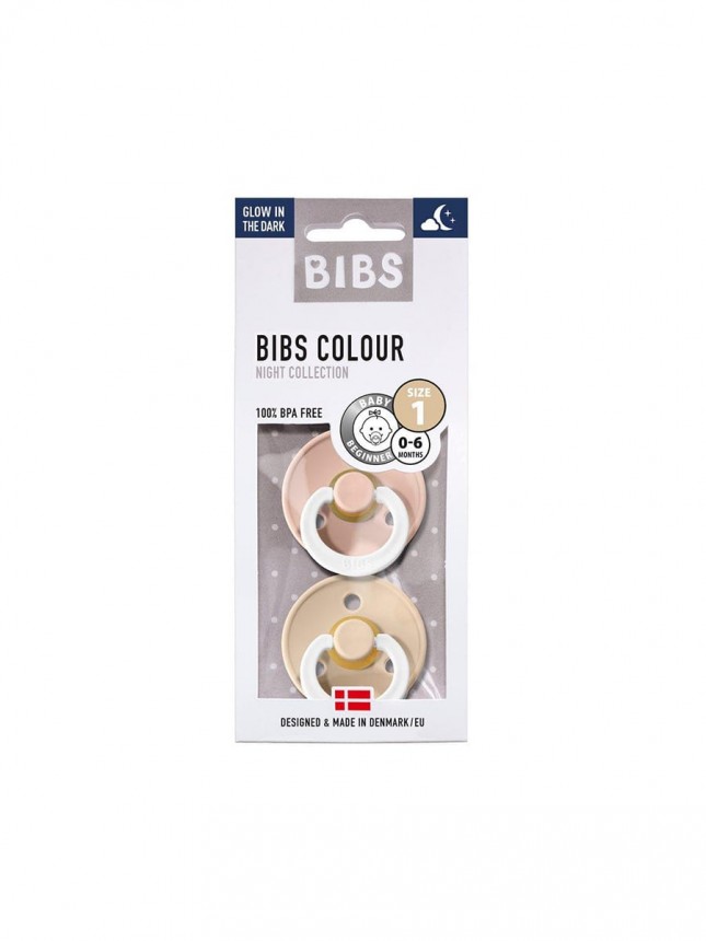 Bibs Colour Glow 2 Chupetas Noite  Blush/Vanilla 0 a 6 meses