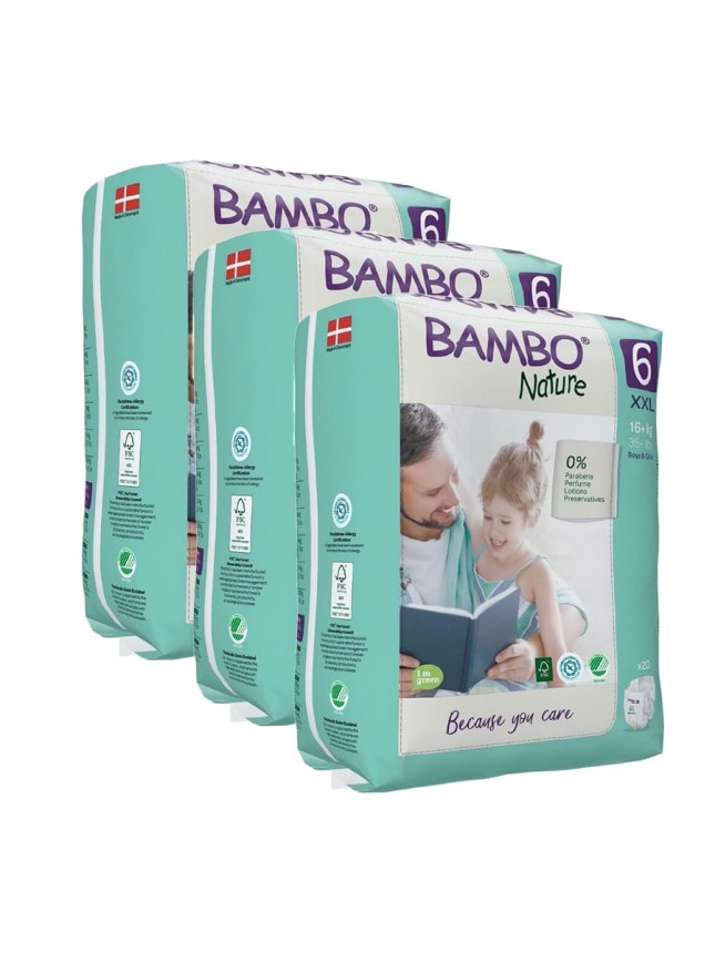 Paales Bambo Nature 6 (XXL) 16+ kg (20 Paales) PACK 3