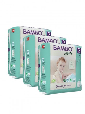 Bambo Nature Pañales 3 (M) 4-8 kg (28 Pañales) PACK 3