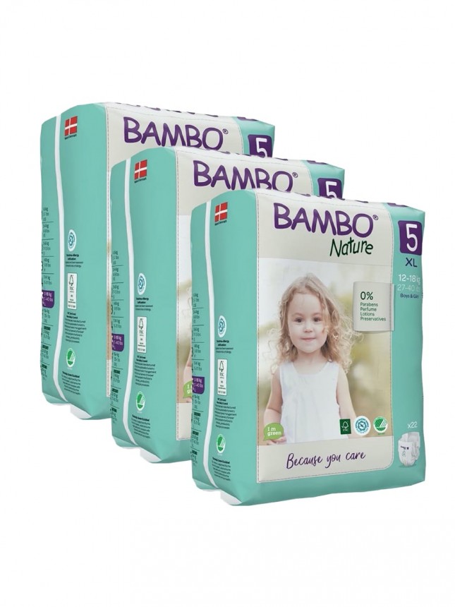 Paales Bambo Nature 5 (XL) 12-18kg (22 Paales) PACK 3