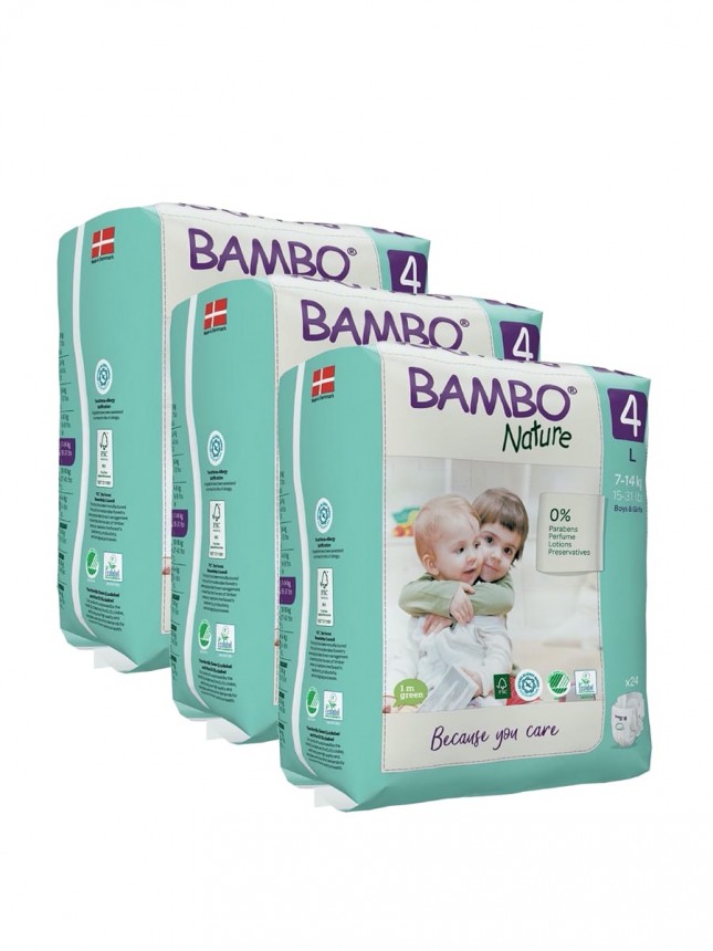 Paales Bambo Nature 4 (L) 7-14 kg (24 Paales) PACK 3