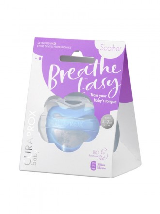 Curaprox Baby Breath Easy Chupeta Silicone Azul Tamanho 0 (3 a 7kg)
