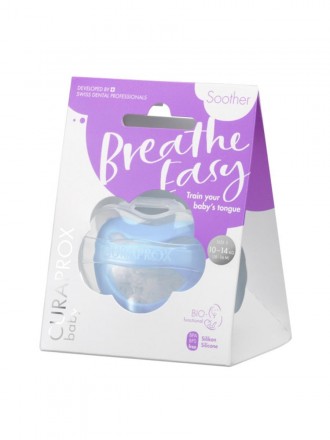 Curaprox Baby Breath Easy Chupeta Silicone Azul Tamanho 2 (10 a 14kg)