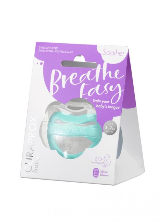 Curaprox Baby Breath Easy Chupeta Silicone Turquesa Tamanho 0 (3 a 7kg)
