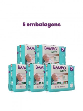 Bambo Nature Fraldas 2 (S) 3-6kg (30 Fraldas) PACK 5