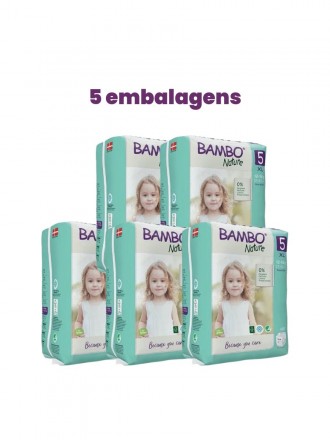 Bambo Nature Fraldas 5 (XL) 12-18 kg (22 Fraldas) PACK 5