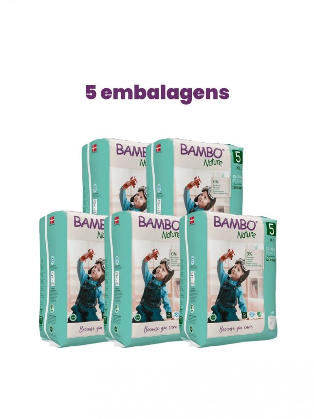 Bambo Nature Fraldas Cueca 5 (XL) 12-18 kg (19 Fraldas) PACK 5