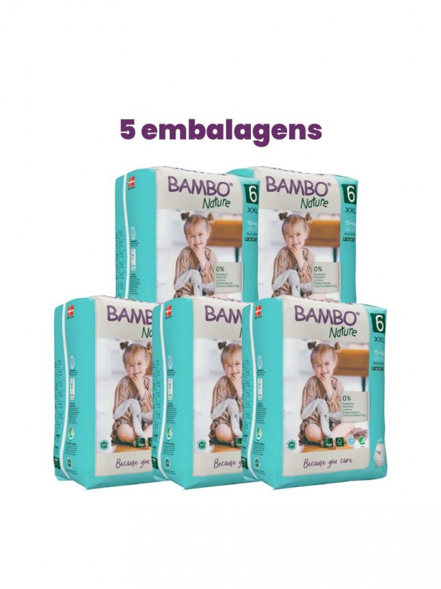 Bambo Nature Fraldas Cueca 6 (XXL) 16+ kg (18 Fraldas) PACK 5