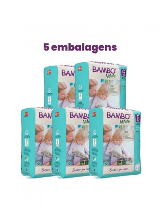 Bambo Nature Fraldas 6 (XXL) 16+ kg (20 Fraldas) PACK 5