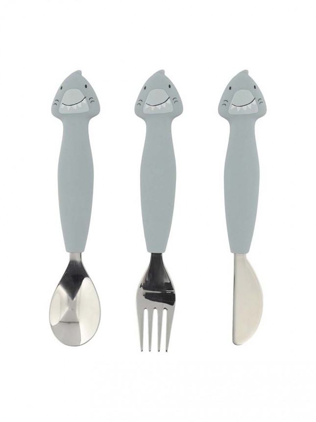Trixie Baby Silicone Cutlery Set Pack 3 Mr. Shark