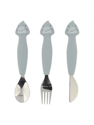 Trixie Baby Silicone Cutlery Set Pack 3 Mr. Shark