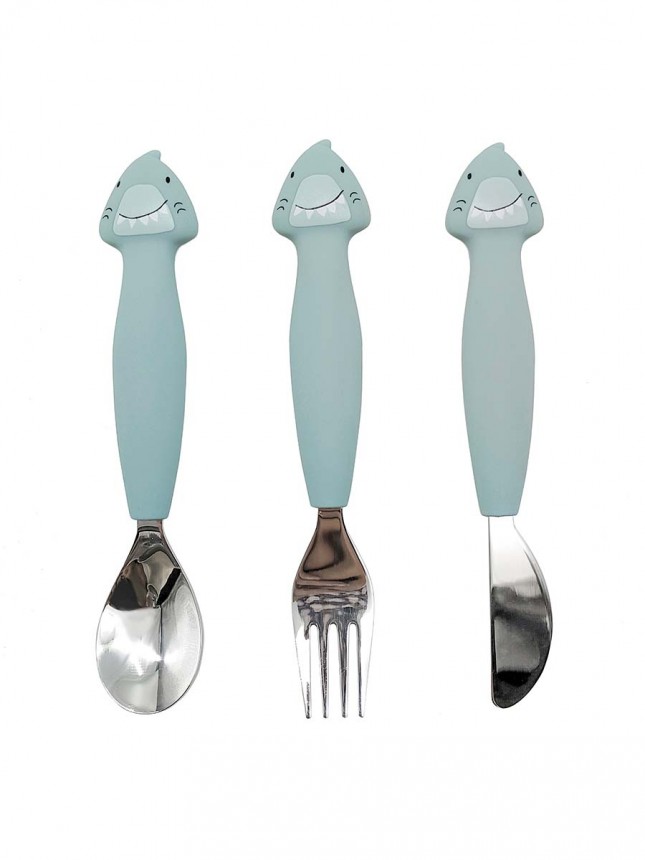 Trixie Baby Silicone Cutlery Set Pack 3 Mr. Shark
