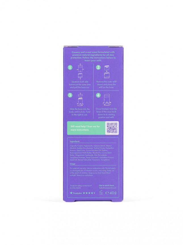 WILD Desodorizante Natural Caixa e Recarga Coco e Baunilha  40g