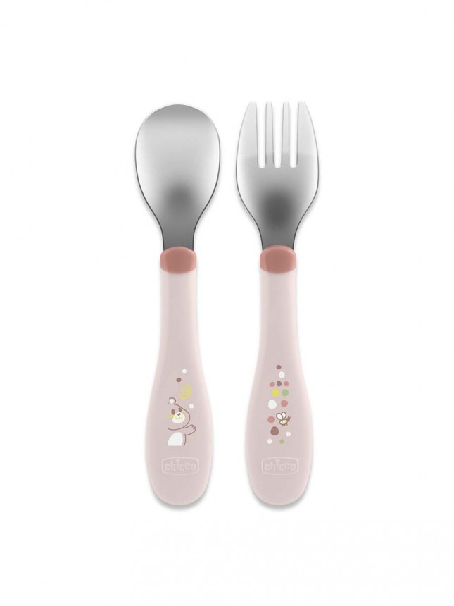 Chicco Talheres Inox Rosa