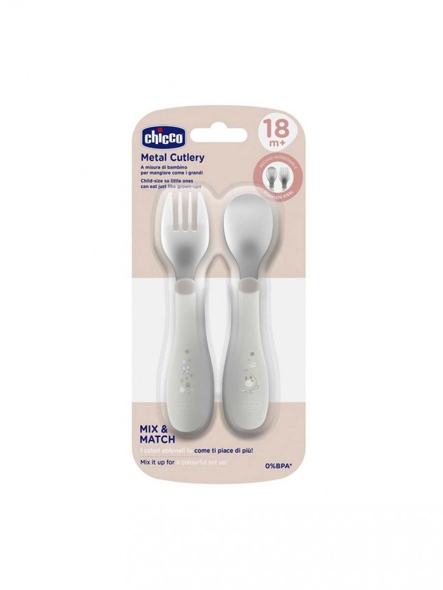 Chicco Talheres Inox Cinzento