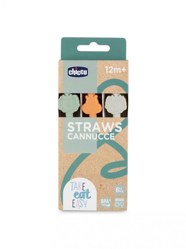 Chicco Pajitas de Silicona - Pack de 6