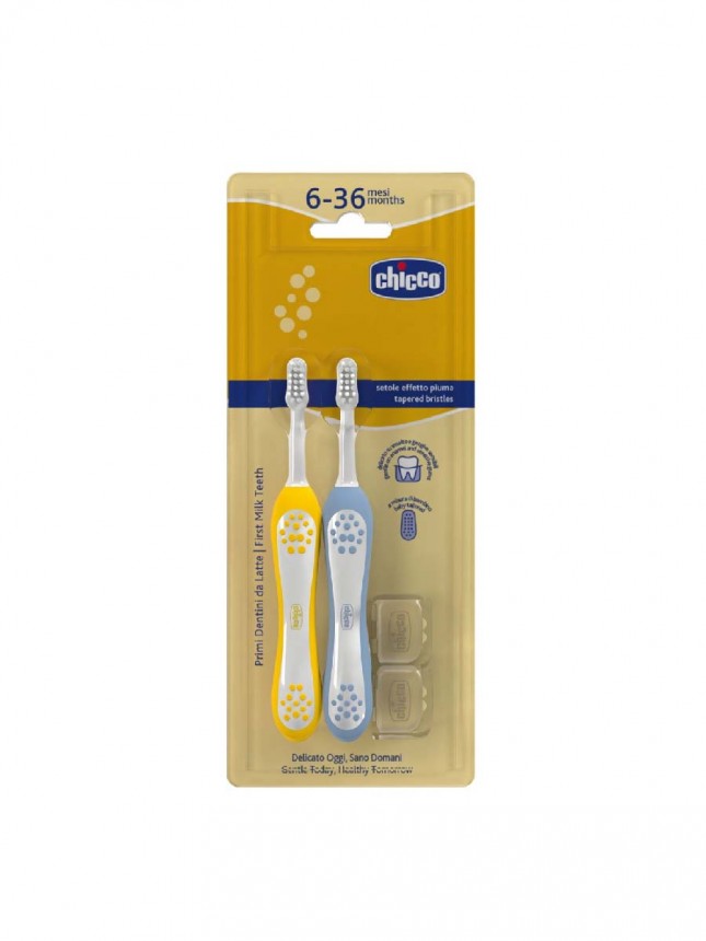Chicco Escovas Primeiros Dentes 6-36m Pack Amarelo/Azul