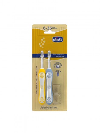 Chicco Escovas Primeiros Dentes 6-36m Pack Amarelo/Azul