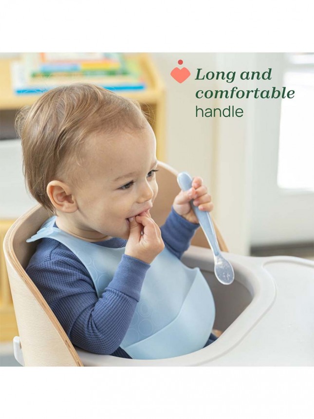Chicco Alimentaci�n: Cuchara de silicona azul, a partir de 6 meses (2 unidades)