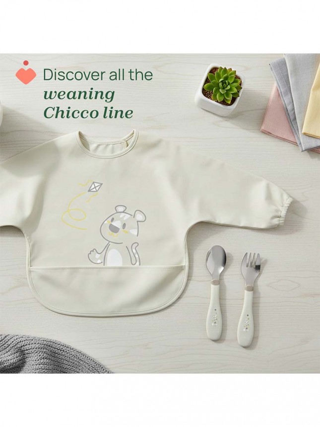 Chicco Alimenta��o Babete Tecido com Mangas Azul 6+ meses