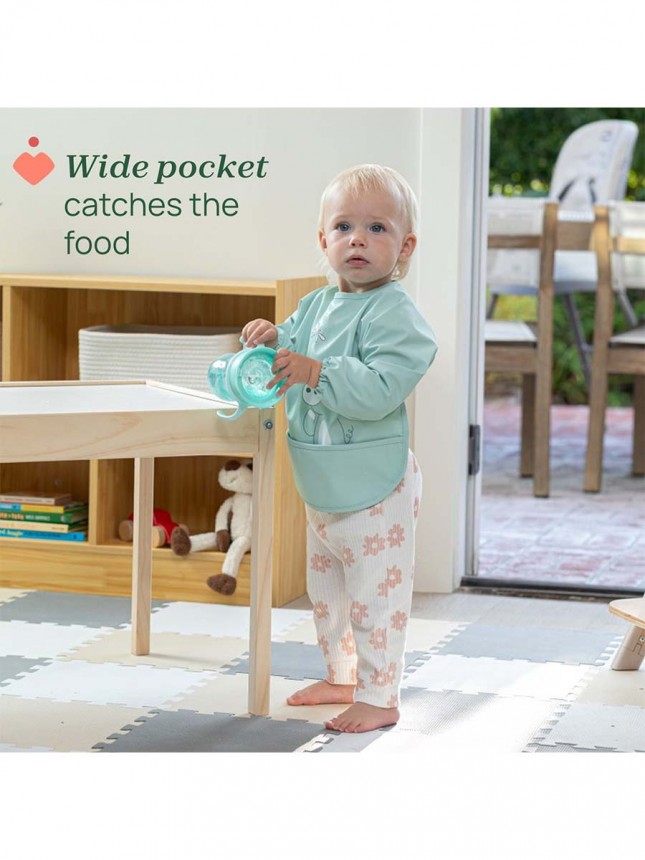 Chicco Alimenta��o Babete Tecido com Mangas Azul 6+ meses