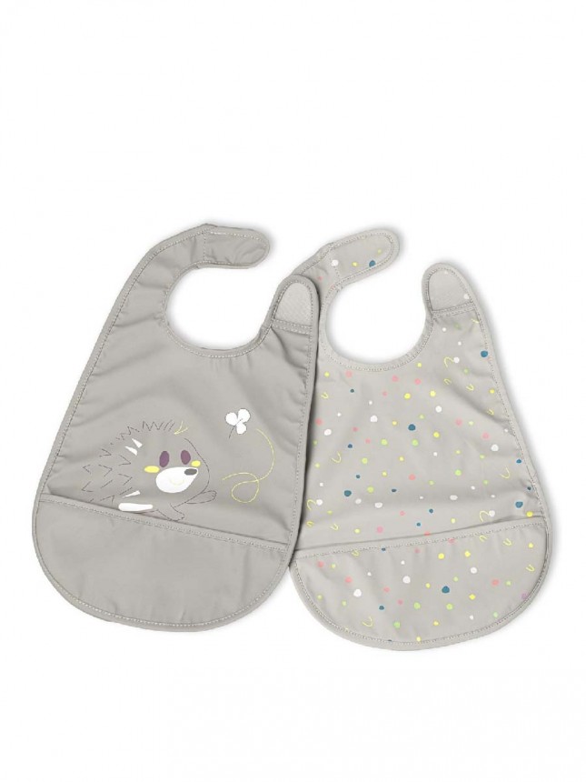 Chicco Alimentaci�n: Babero de tela gris, a partir de 6 meses (2 unidades)