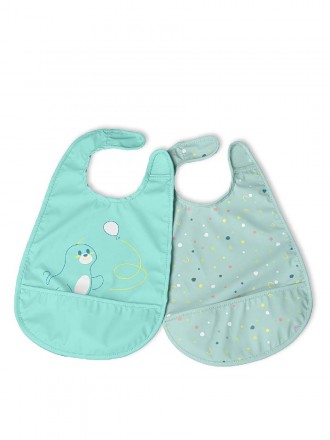 Chicco Alimentaci�n Babero de tela azul 6+ meses (2 unidades)