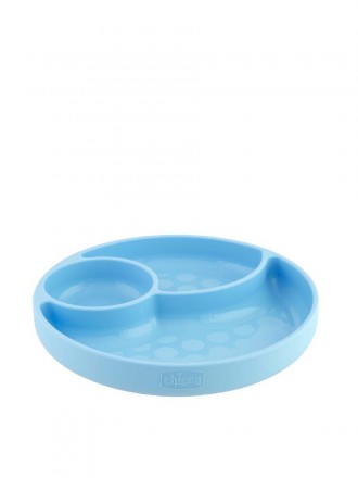 Chicco Alimentación: Plato de silicona con compartimentos, azul, a partir de 12 meses Chicco Alimentación: Plato de silicona con compartimentos, azul, a partir de 12 meses