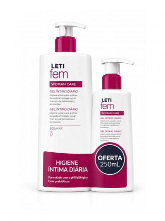 LetiFem Woman Gel Intimo 500 ml com Oferta De Embalagem 250 ml LetiFem Woman Gel Intimo 500 ml com Oferta De Embalagem 250 ml